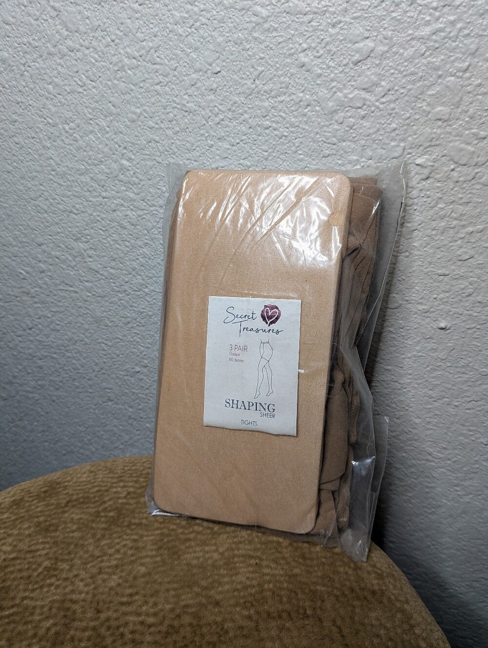 New Secret Treasures 3 Pack Tan Brown Sheer Shaping Pantyhose Tights L NWT